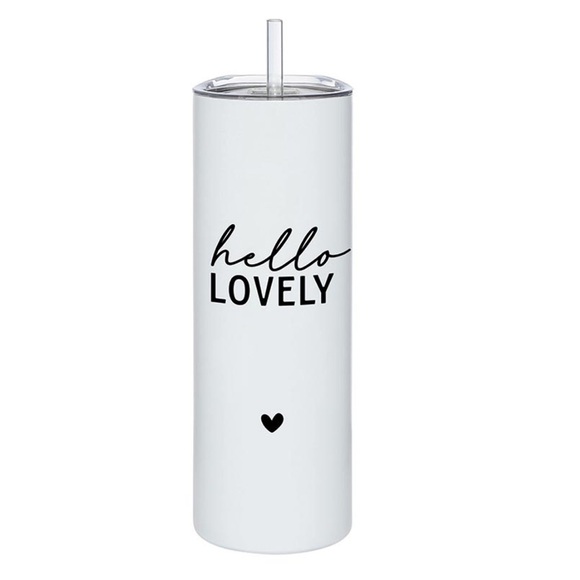 Stainless Steel Tumbler 20 oz White with Black Text - Picture 1 of 5